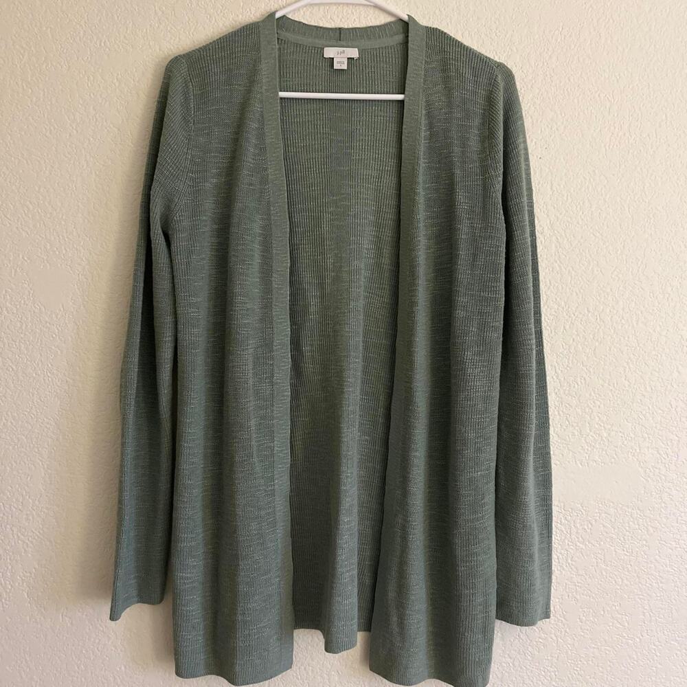 Green long sleeve Open cardigan Linen Blend Size S